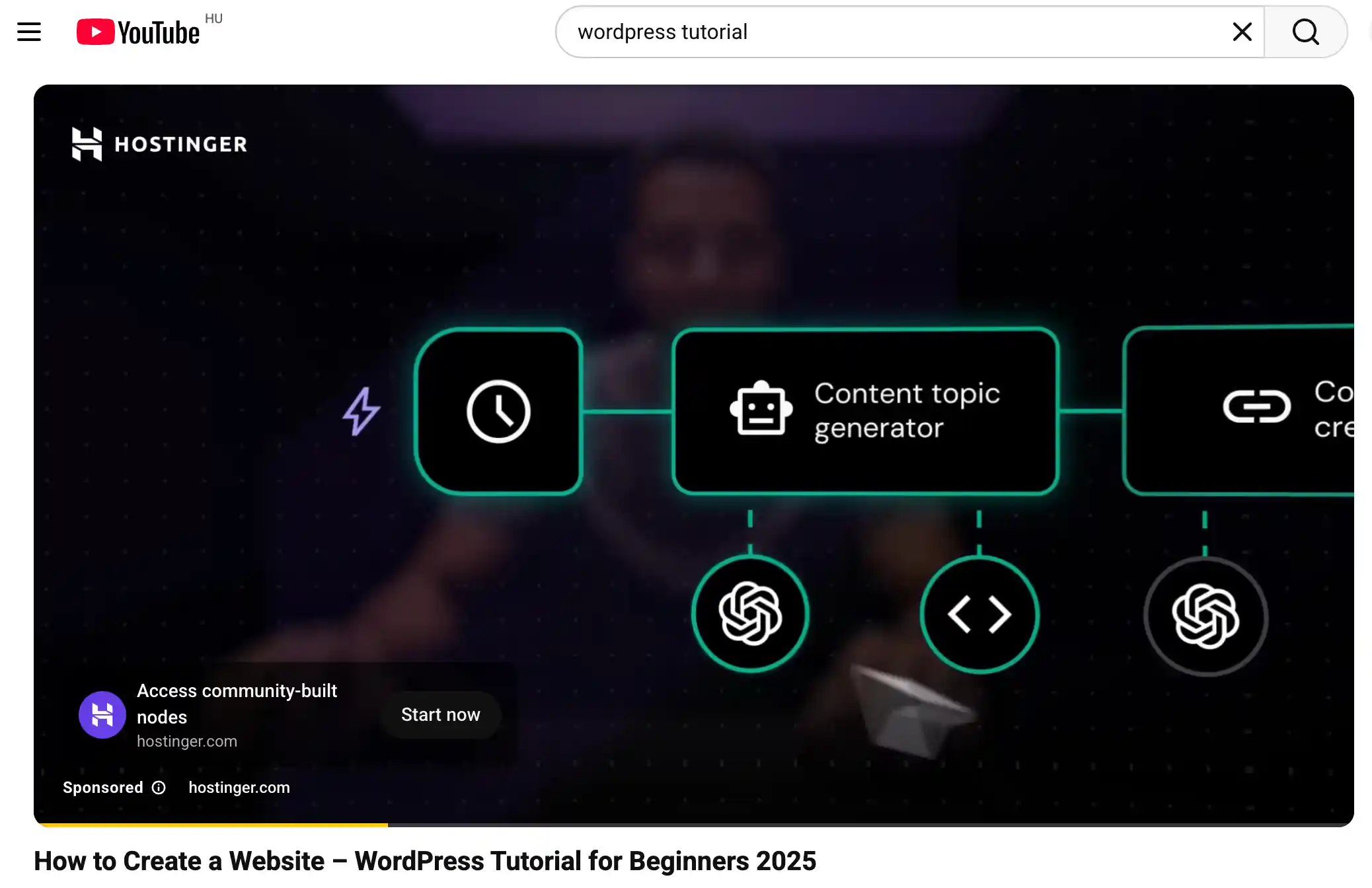 A képen a YouTube platformon megjelenő videohirdetésről láthatunk egy képernyőképet.